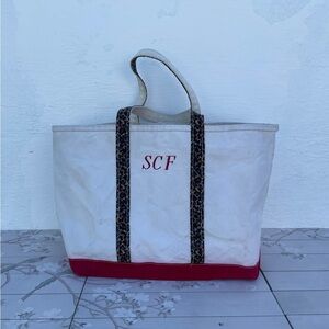 Stylish White and Red Tote Bag